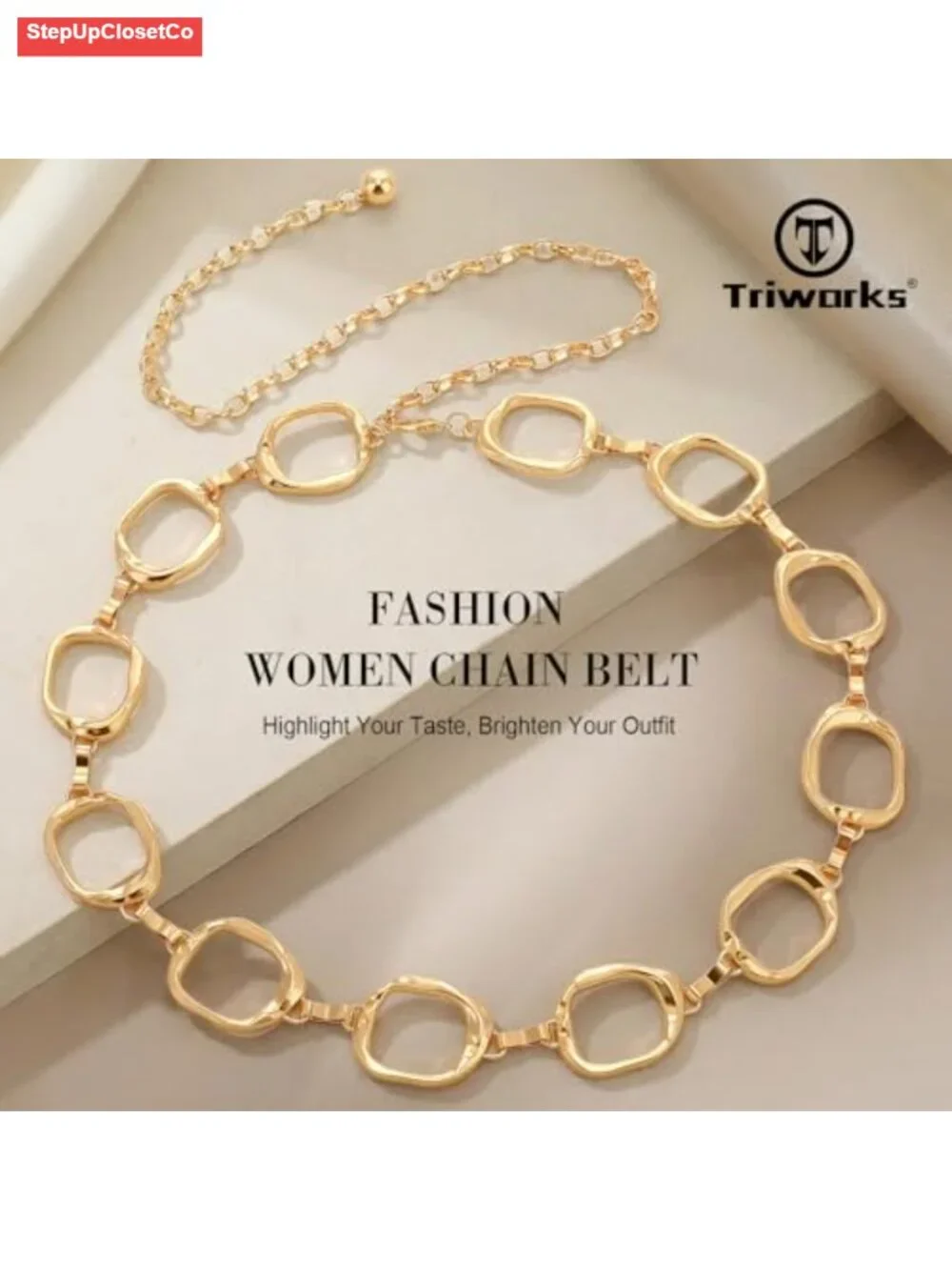 Chunky Metal Waist Chain Belt for Women Dresses Adjustable